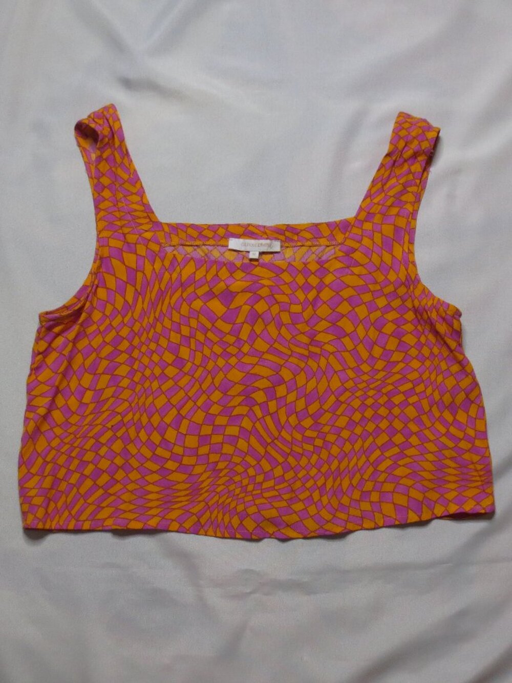 OLIVACEOUS womens TANK orange TOP pink 60’s TRIPPY hippy CROPPED SIZE M